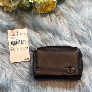 Nordstrom Black Leather Keychain Wallet Coin Purse Brand New